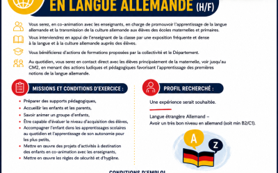 La Ville recrute un(e) assistant(e) éducatif(ve) en langue allemande