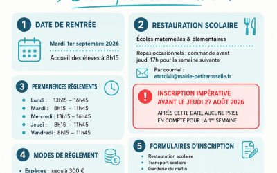 Rentrée scolaire 2026 : Informations importantes