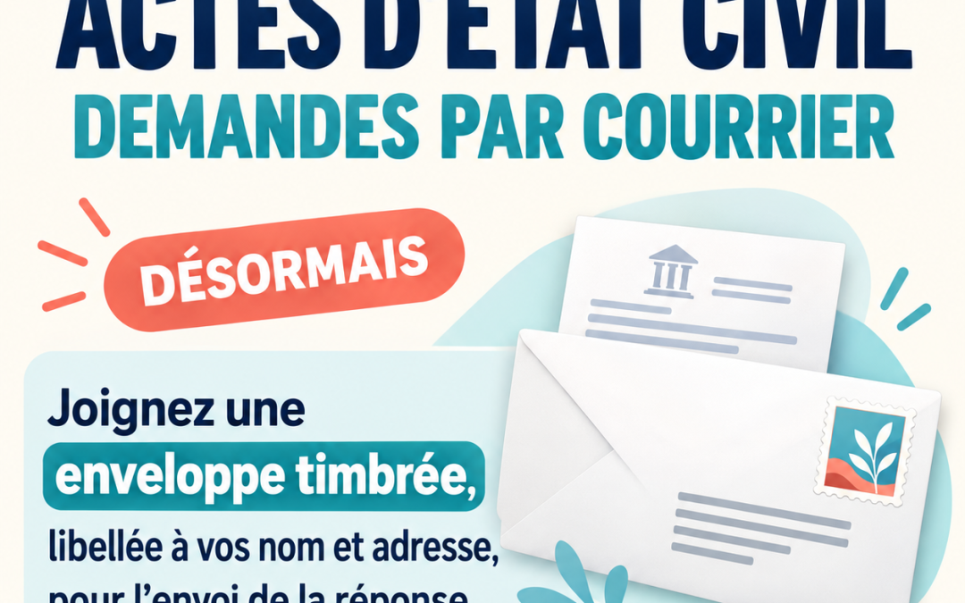 Demandes d&rsquo;actes d&rsquo;état civil par courrier